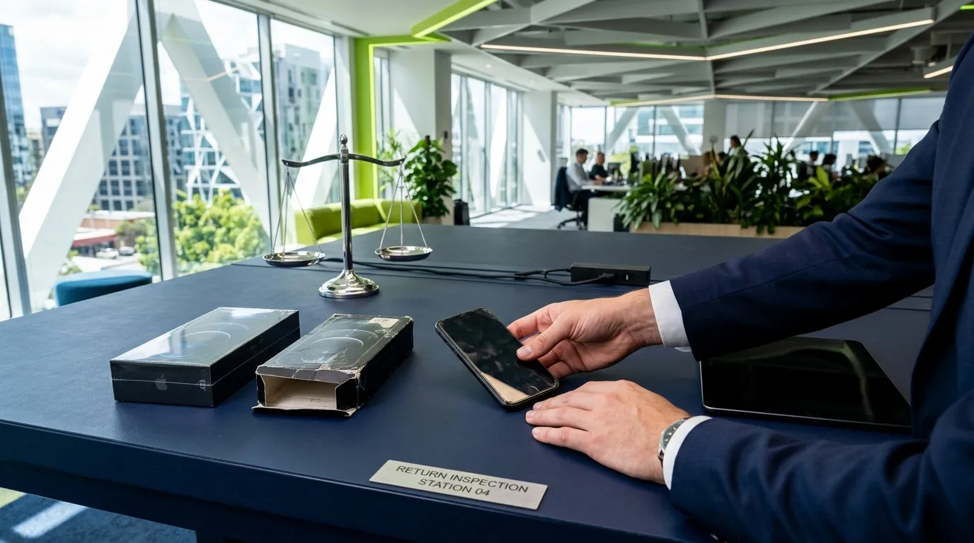 Avocat inspectant des articles saisis dans une salle juridique moderne
