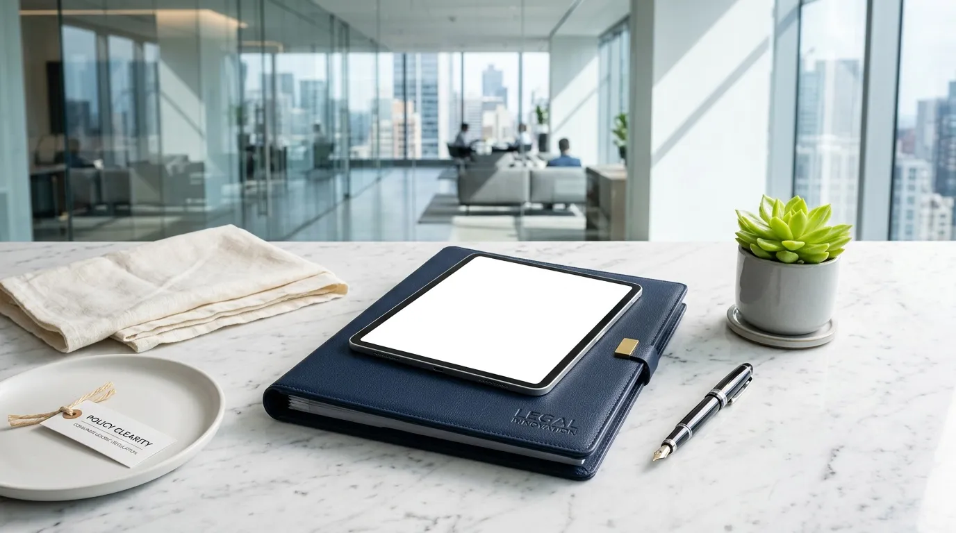 Espace de travail épuré avec tablette, plante verte et skyline
