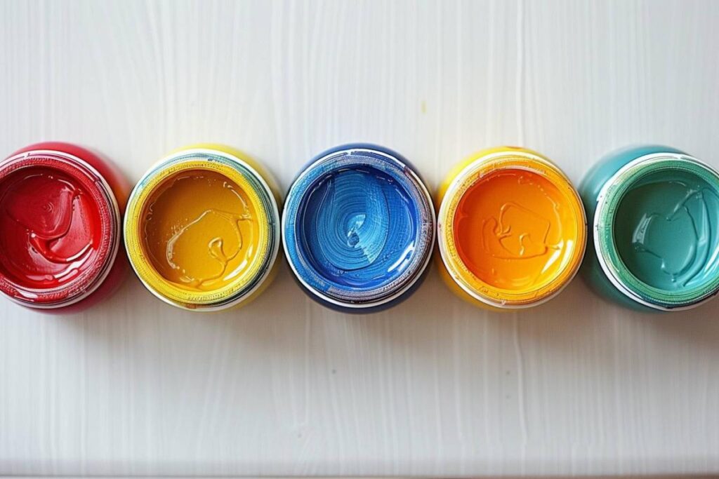 Rappel de 6 pots de peinture aux doigts T'Colors : assortiment de couleurs classiques 250ml