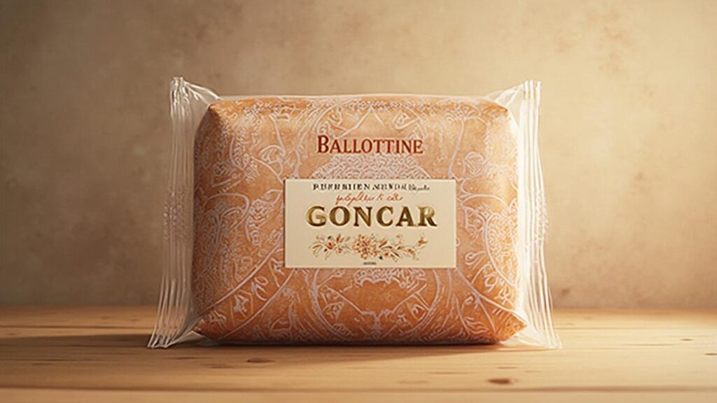 Emballage de fromage artisanal Goncar de la marque Ballottine.